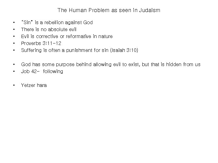 The Human Problem as seen in Judaism • • • “Sin” is a rebellion