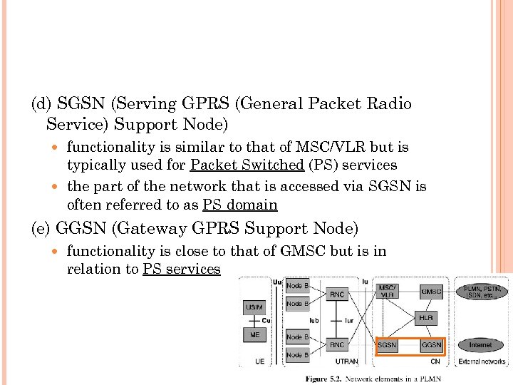 (d) SGSN (Serving GPRS (General Packet Radio Service) Support Node) functionality is similar to