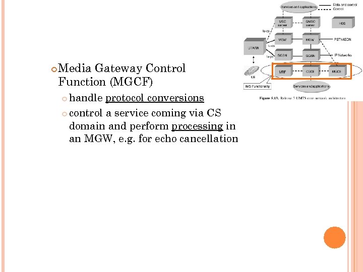  Media Gateway Control Function (MGCF) handle protocol conversions control a service coming via