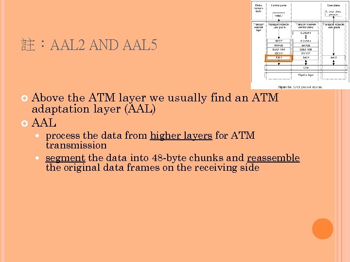 註：AAL 2 AND AAL 5 Above the ATM layer we usually find an ATM