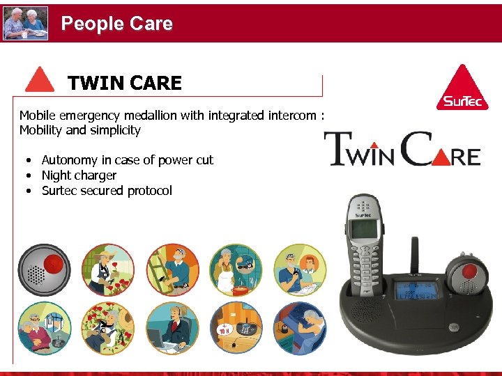People Care TWIN CARE Mobile emergency medallion with integrated intercom : Mobility and simplicity