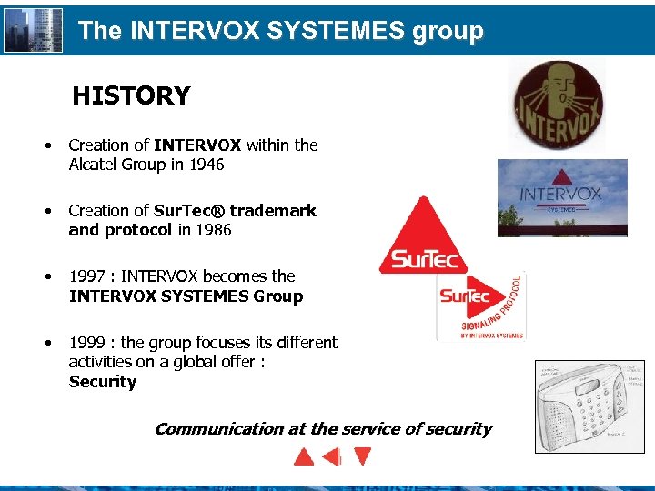The INTERVOX SYSTEMES group HISTORY • Creation of INTERVOX within the Alcatel Group in