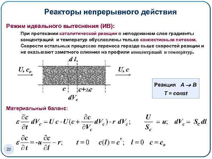 Схема реактора вытеснения