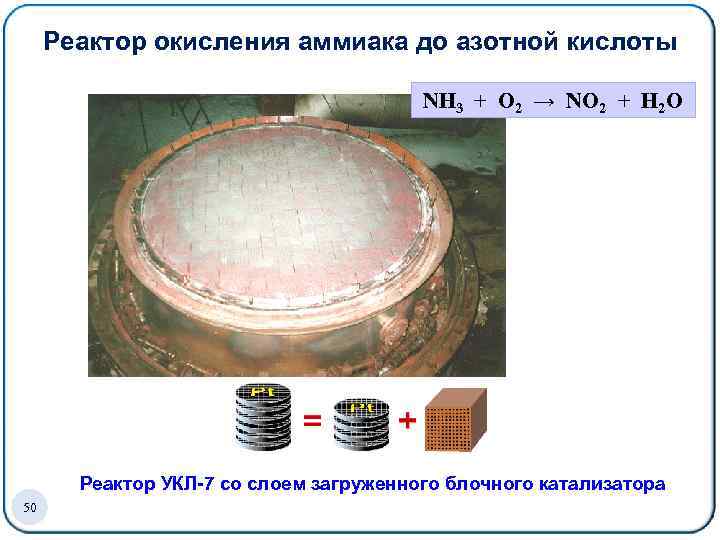 Реактор окисления аммиака до азотной кислоты NH 3 + O 2 → NO 2