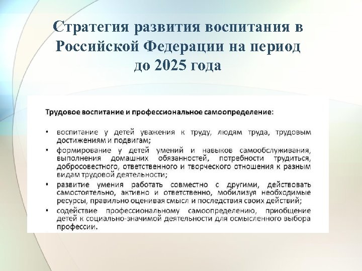 Стратегия развития воспитания в Российской Федерации на период до 2025 года 