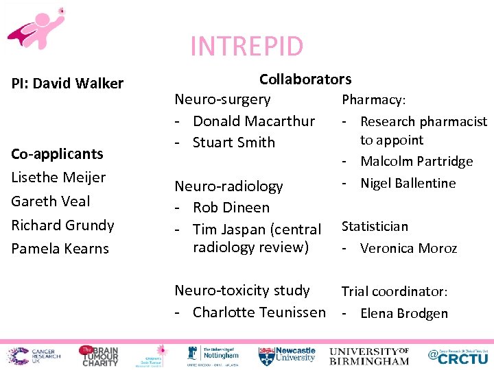 INTREPID PI: David Walker Co-applicants Lisethe Meijer Gareth Veal Richard Grundy Pamela Kearns Collaborators