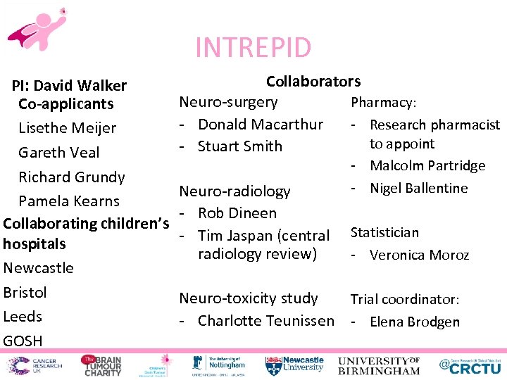 INTREPID PI: David Walker Co-applicants Lisethe Meijer Gareth Veal Richard Grundy Pamela Kearns Collaborating