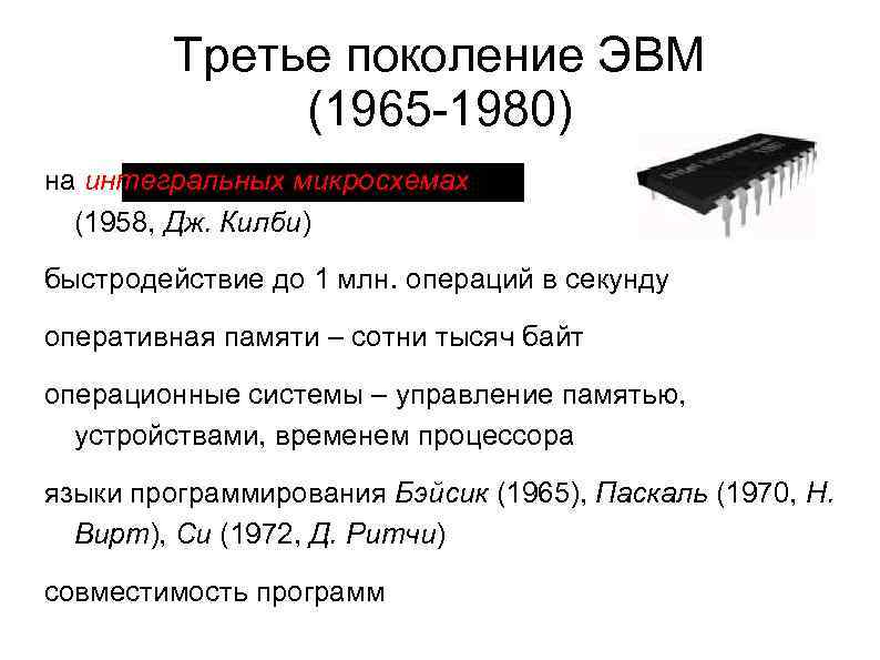 Третье поколение 1965 1980 интегральные схемы и многозадачность