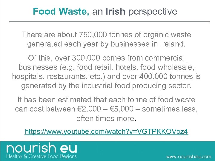 Food Waste, an Irish perspective There about 750, 000 tonnes of organic waste generated