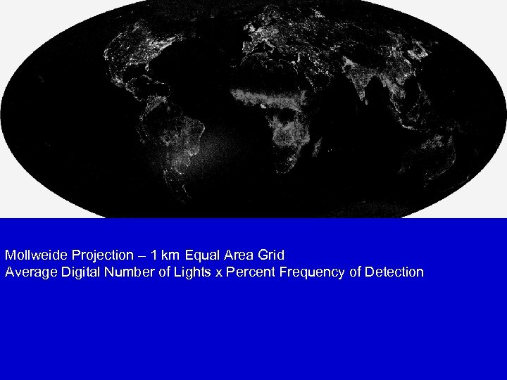 Mollweide Projection – 1 km Equal Area Grid Average Digital Number of Lights x