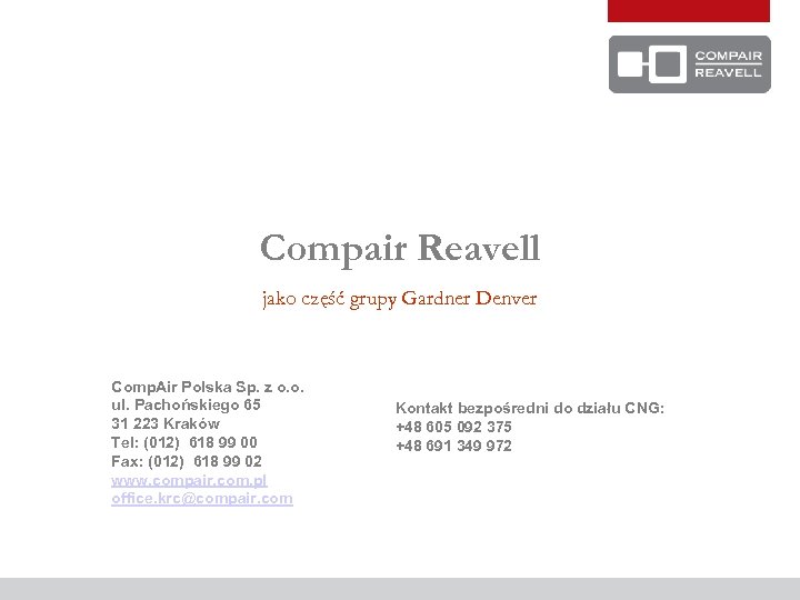 Compair Reavell jako część grupy Gardner Denver Comp. Air Polska Sp. z o. o.