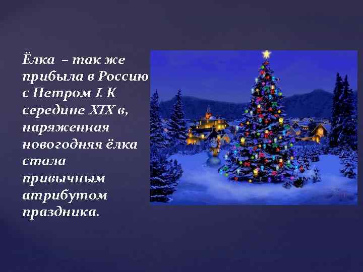 Ёлка – так же прибыла в Россию с Петром I. К середине XIX в,