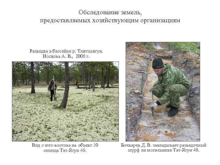 Обследование земель, предоставляемых хозяйствующим организациям Разведка в бассейне р. Тляттыягун. Носкова А. В. ,