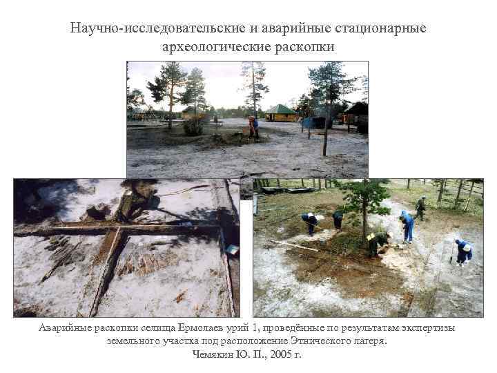 Научно-исследовательские и аварийные стационарные археологические раскопки Аварийные раскопки селища Ермолаев урий 1, проведённые по