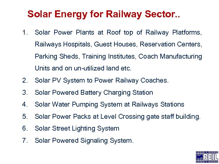 Solar Energy for Railway Sector. . 1. Solar Power Plants at Roof top of