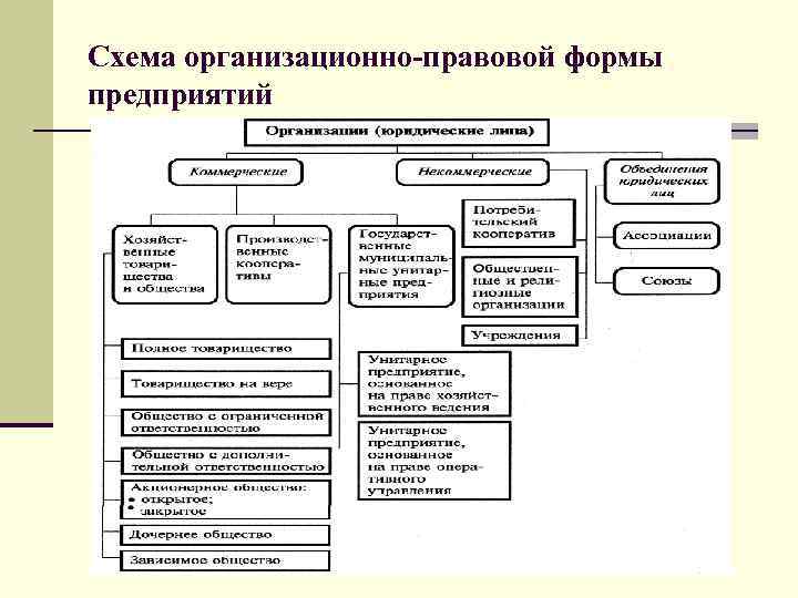 Схема организационно-правовой формы предприятий 