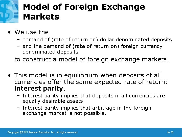 Model of Foreign Exchange Markets • We use the – demand of (rate of