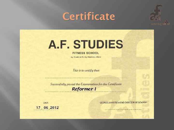 Certificate Reformer I 17 06 2012 