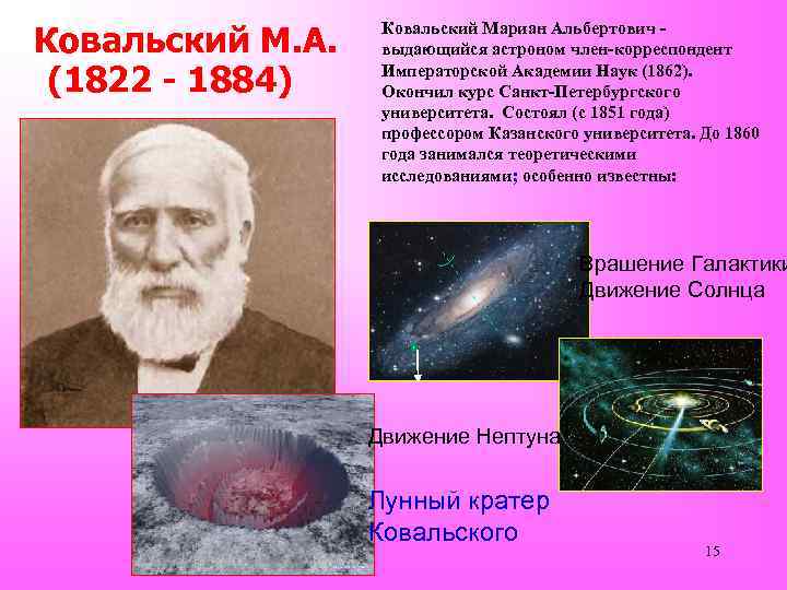 Ковальский М. А. (1822 - 1884) Ковальский Мариан Альбертович выдающийся астроном член-корреспондент Императорской Академии