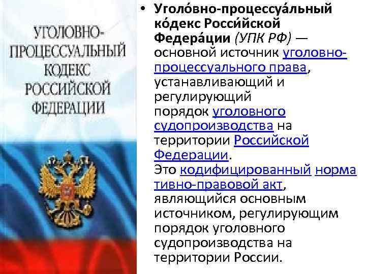  • Уголо вно-процессуа льный ко декс Росси йской Федера ции (УПК РФ) —