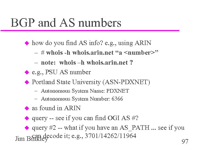 BGP and AS numbers u u u how do you find AS info? e.