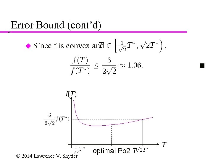 Error Bound (cont’d) 43 u Since f is convex and , f(T) © 2014