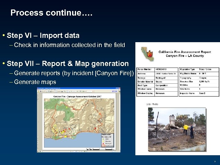 Process continue…. • Step VI – Import data – Check in information collected in