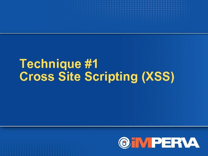 Technique #1 Cross Site Scripting (XSS) 