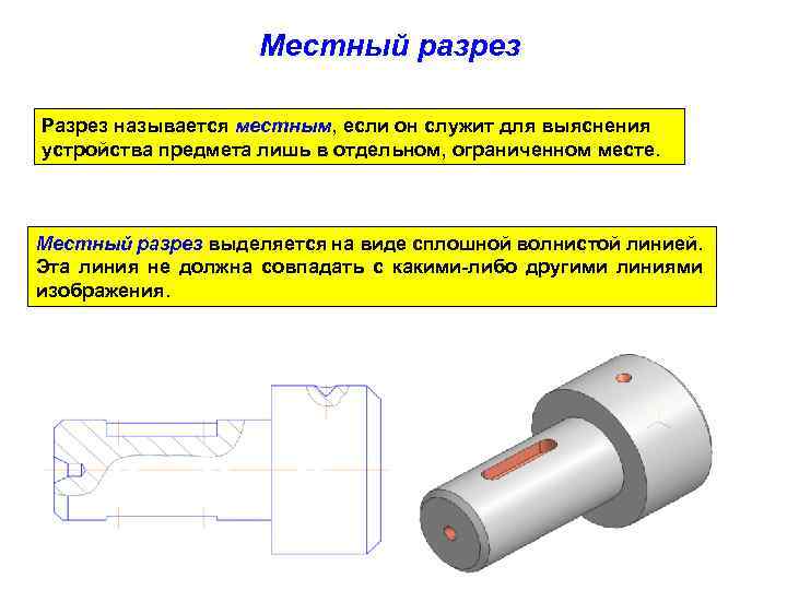 Для ограничения на чертеже местного разреза применяется