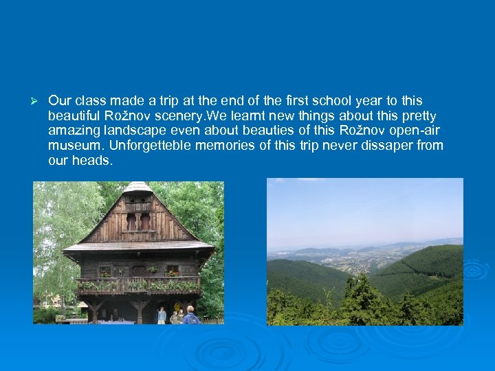 Ø Our class made a trip at the end of the first school year