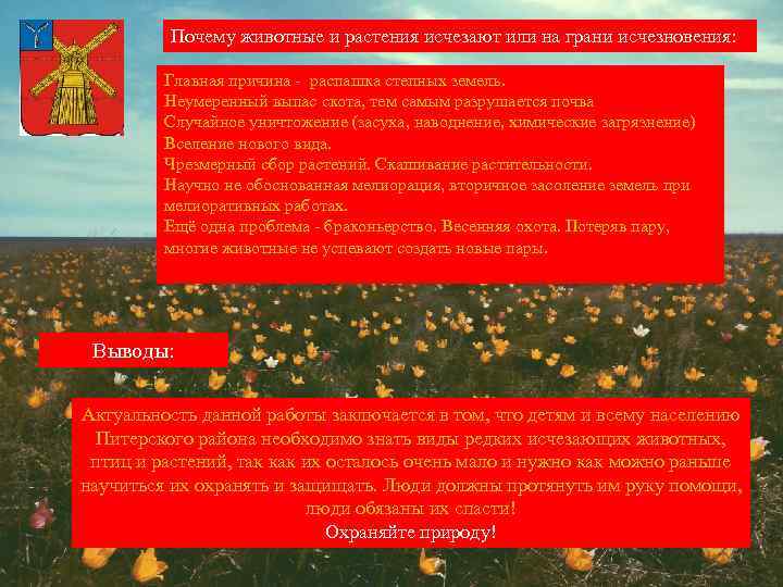 Почему животные и растения исчезают или на грани исчезновения: Главная причина - распашка степных