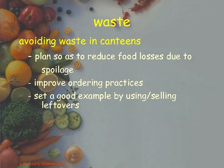 waste avoiding waste in canteens - plan so as to reduce food losses due