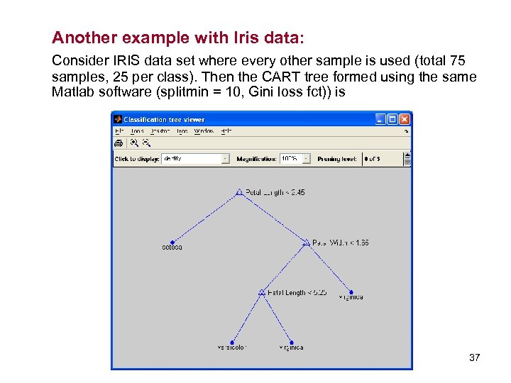 Another example with Iris data: Consider IRIS data set where every other sample is
