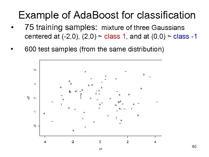 Example of Ada. Boost for classification • 75 training samples: mixture of three Gaussians