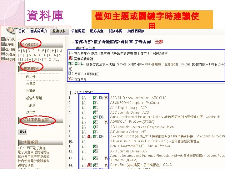 資料庫 僅知主題或關鍵字時建議使 用 16 