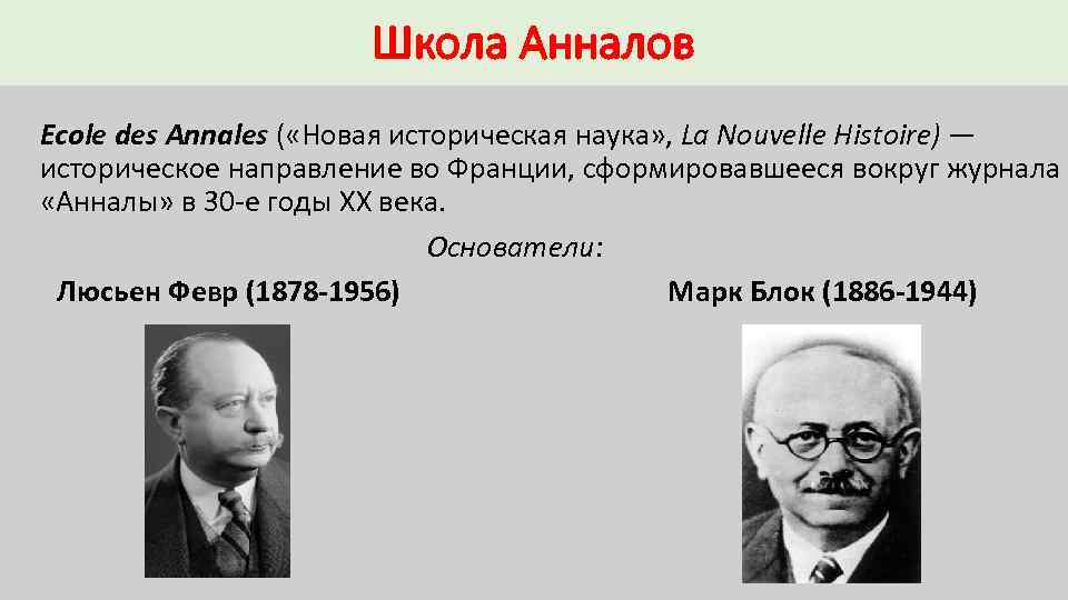 Школа Анналов Ecole des Annales ( «Новая историческая наука» , La Nouvelle Histoire) —