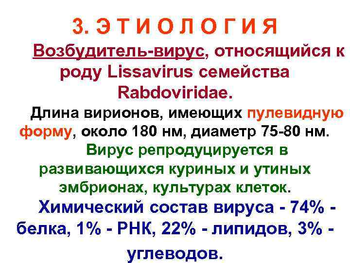 3. Э Т И О Л О Г И Я Возбудитель-вирус, относящийся к роду