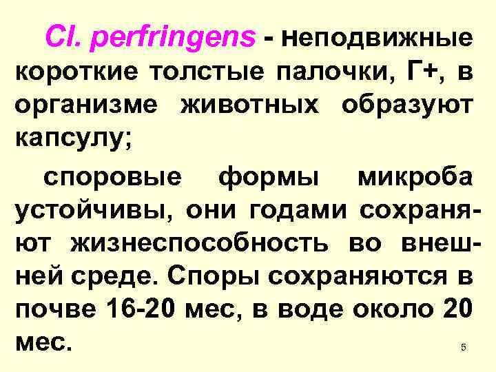 Cl. perfringens - неподвижные короткие толстые палочки, Г+, в организме животных образуют капсулу; споровые
