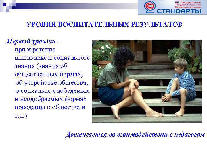 УРОВНИ ВОСПИТАТЕЛЬНЫХ РЕЗУЛЬТАТОВ Первый уровень – приобретение школьником социального знания (знания об общественных нормах,