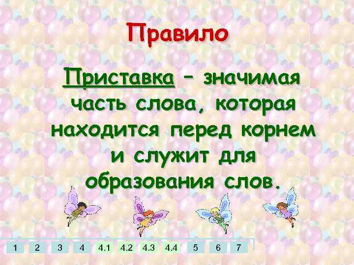 Правило Приставка – значимая часть слова, которая находится перед корнем и служит для образования