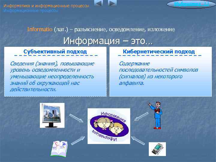 Информатика 1. 1 Информатика и информационные процессы Информационные процессы Informatio (лат. ) – разъяснение,