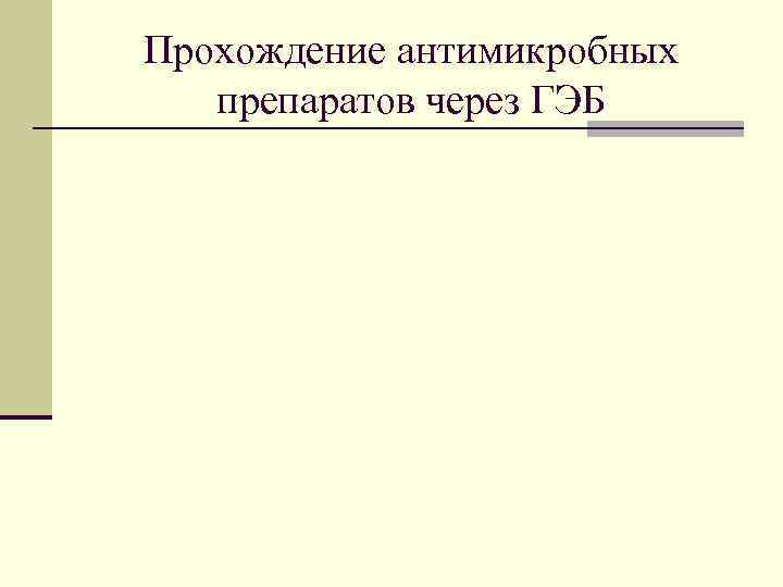 Прохождение антимикробных препаратов через ГЭБ 