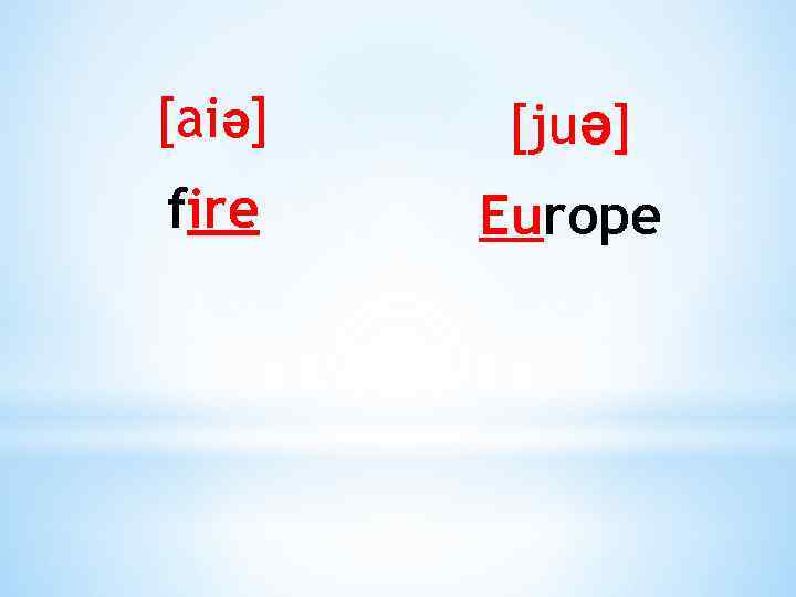 [aiə] [juə] fire Europe 