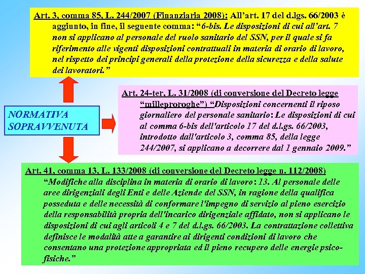 Art. 3, comma 85, L. 244/2007 (Finanziaria 2008): All’art. 17 del d. lgs. 66/2003