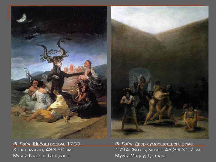 Ф. Гойя. Шабаш ведьм. 1789. Холст, масло, 43 x 30 см. Музей Лаззаро Гальдано.