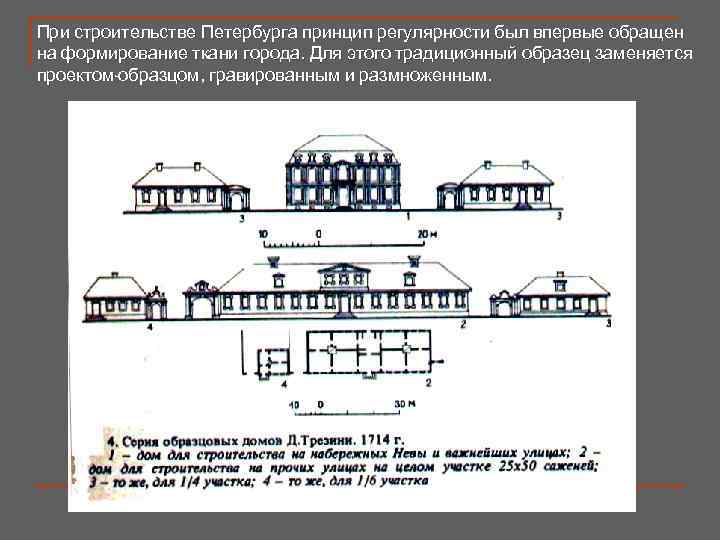 При строительстве Петербурга принцип регулярности был впервые обращен на формирование ткани города. Для этого