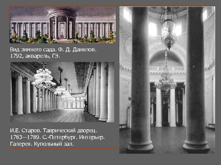 Вид зимнего сада. Ф. Д. Данилов. 1792, акварель, ГЭ. И. Е. Старов. Таврический дворец.