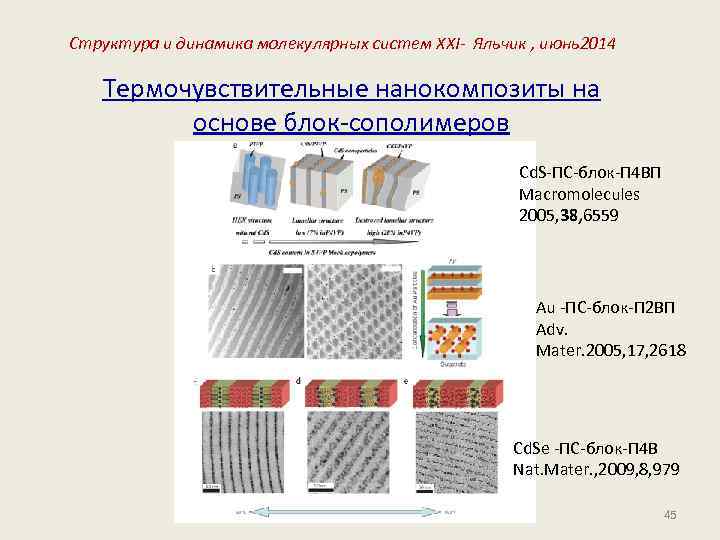 Структура и динамика молекулярных систем XXI- Яльчик , июнь2014 Термочувствительные нанокомпозиты на основе блок-сополимеров
