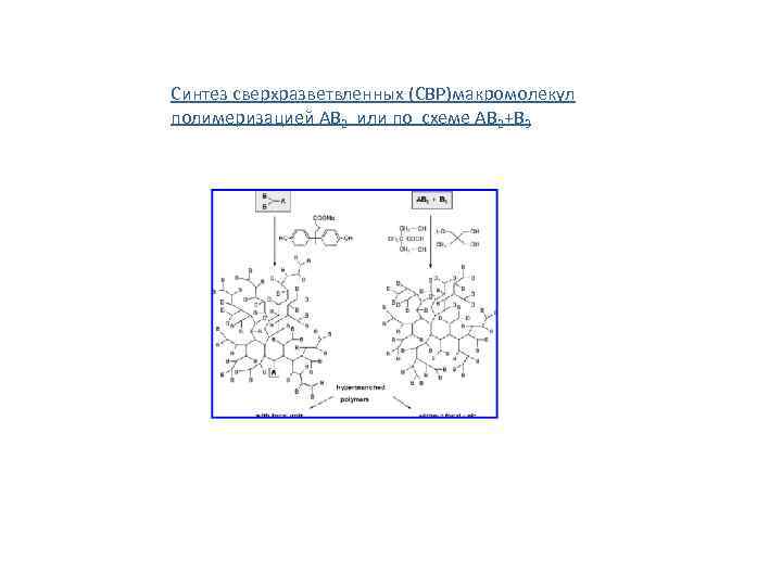 Синтез сверхразветвленных (СВР)макромолекул полимеризацией АВ 2 или по схеме АВ 2+В 3 