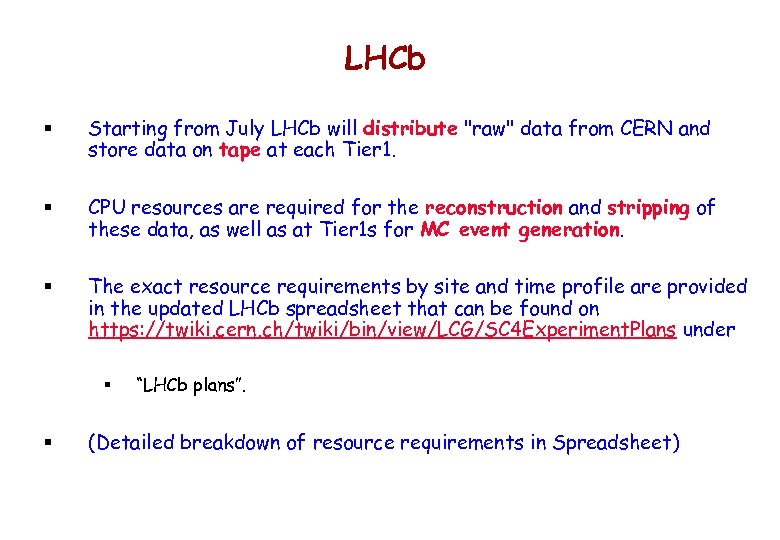 LHCb § Starting from July LHCb will distribute 